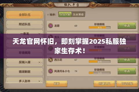 天龙官网怀旧，即刻掌握2025私服独家生存术！