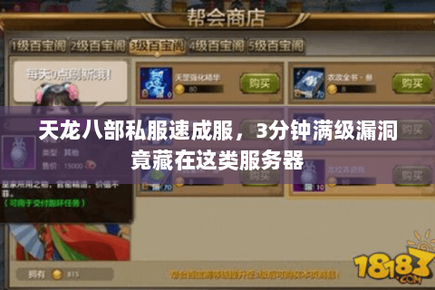 天龙八部私服速成服，3分钟满级漏洞竟藏在这类服务器