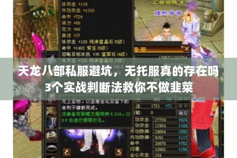 天龙八部私服避坑，无托服真的存在吗3个实战判断法救你不做韭菜