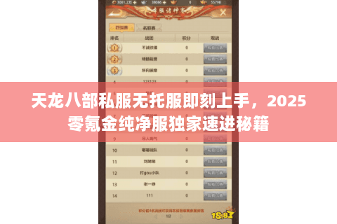 天龙八部私服无托服即刻上手，2025零氪金纯净服独家速进秘籍