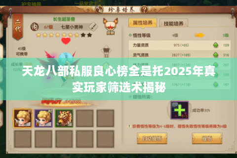 天龙八部私服良心榜全是托2025年真实玩家筛选术揭秘