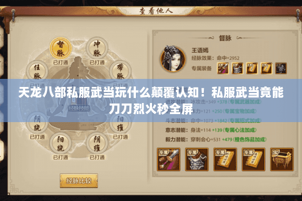 天龙八部私服武当玩什么颠覆认知！私服武当竟能刀刀烈火秒全屏