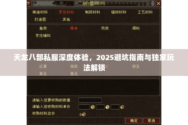 天龙八部私服深度体验，2025避坑指南与独家玩法解锁