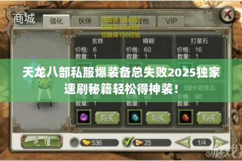 天龙八部私服爆装备总失败2025独家速刷秘籍轻松得神装！