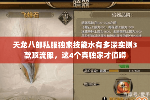 天龙八部私服独家技能水有多深实测3款顶流服，这4个真独家才值蹲