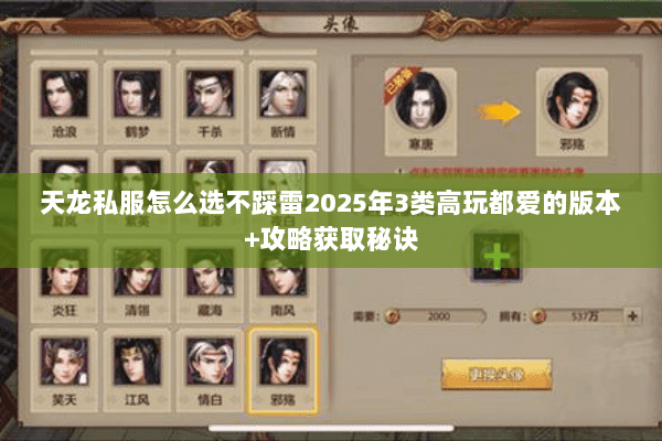 天龙私服怎么选不踩雷2025年3类高玩都爱的版本+攻略获取秘诀