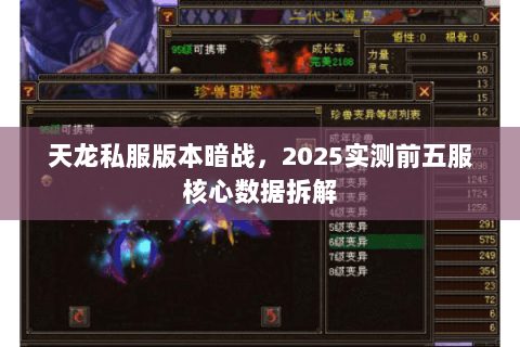 天龙私服版本暗战,2025实测前五服核心数据拆解 天龙私服版本暗战,2025实测前五服核心数据拆解
