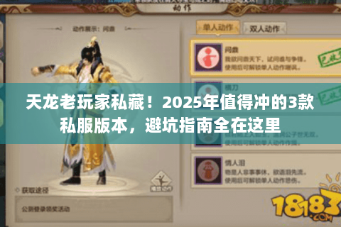 天龙老玩家私藏！2025年值得冲的3款私服版本，避坑指南全在这里