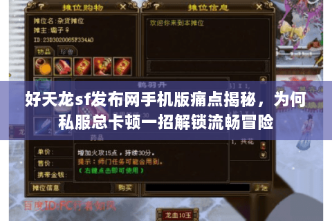 好天龙sf发布网手机版痛点揭秘，为何私服总卡顿一招解锁流畅冒险