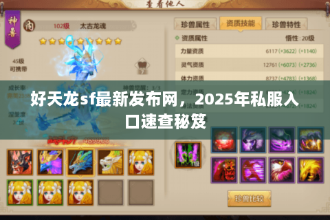 好天龙sf最新发布网，2025年私服入口速查秘笈