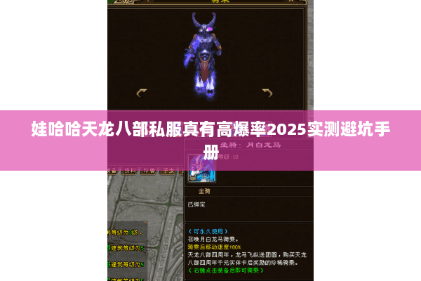 娃哈哈天龙八部私服真有高爆率2025实测避坑手册