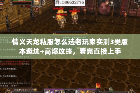 情义天龙私服怎么选老玩家实测3类版本避坑+高爆攻略，看完直接上手
