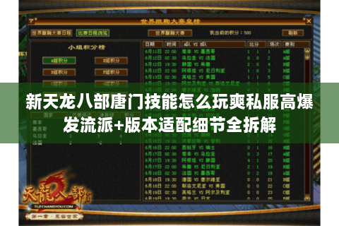 新天龙八部唐门技能怎么玩爽私服高爆发流派+版本适配细节全拆解