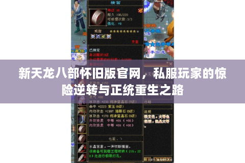 新天龙八部怀旧版官网，私服玩家的惊险逆转与正统重生之路