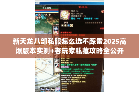 新天龙八部私服怎么选不踩雷2025高爆版本实测+老玩家私藏攻略全公开