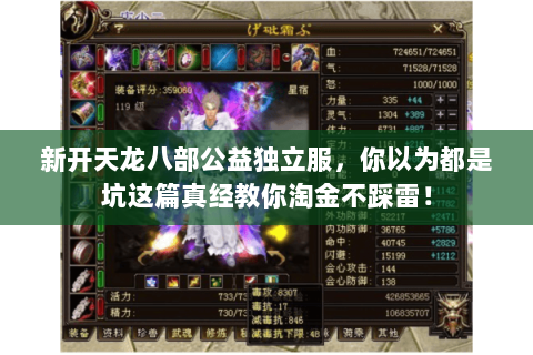 新开天龙八部公益独立服，你以为都是坑这篇真经教你淘金不踩雷！
