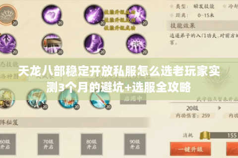 天龙八部稳定开放私服怎么选老玩家实测3个月的避坑+选服全攻略