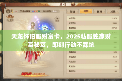 天龙怀旧服财富卡，2025私服独家财富秘笈，即刻行动不踩坑