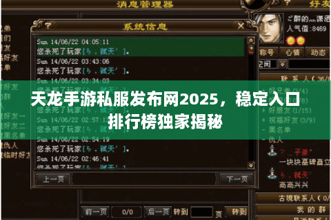 天龙手游私服发布网2025，稳定入口排行榜独家揭秘