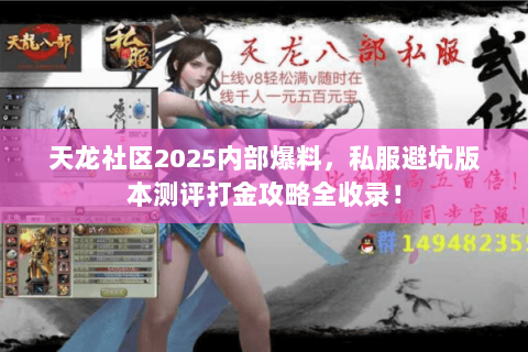 天龙社区2025内部爆料，私服避坑版本测评打金攻略全收录！
