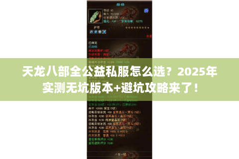 天龙八部全公益私服怎么选？2025年实测无坑版本+避坑攻略来了！