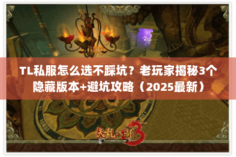 TL私服怎么选不踩坑？老玩家揭秘3个隐藏版本+避坑攻略（2025最新）