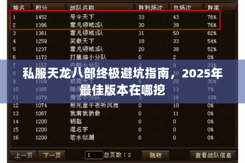 私服天龙八部终极避坑指南，2025年最佳版本在哪挖