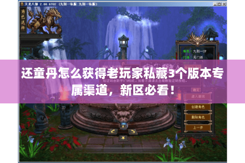 还童丹怎么获得老玩家私藏3个版本专属渠道，新区必看！