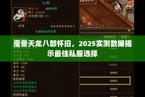 魔兽天龙八部怀旧,2025实测数据揭示最佳私服选择 魔兽天龙八部怀旧,2025实测数据揭示最佳私服选择