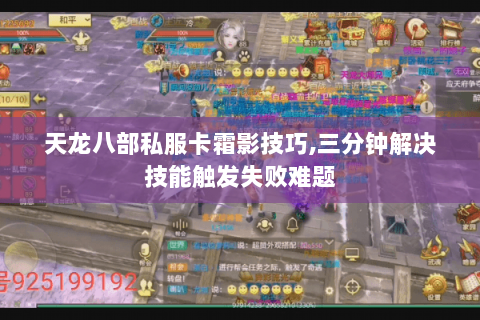 天龙八部私服卡霜影技巧,三分钟解决技能触发失败难题