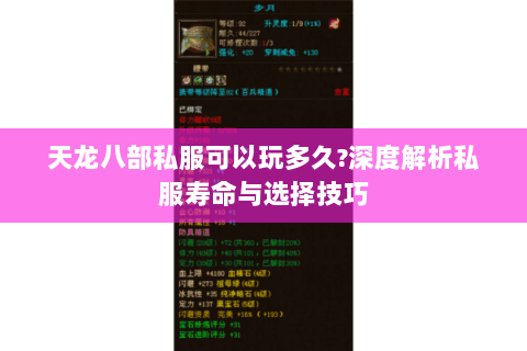 天龙八部私服可以玩多久?深度解析私服寿命与选择技巧