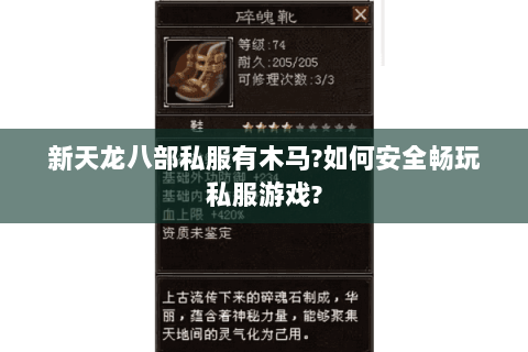 新天龙八部私服有木马?如何安全畅玩私服游戏?