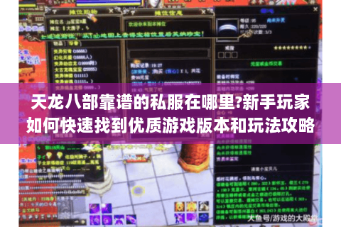 天龙八部靠谱的私服在哪里?新手玩家如何快速找到优质游戏版本和玩法攻略