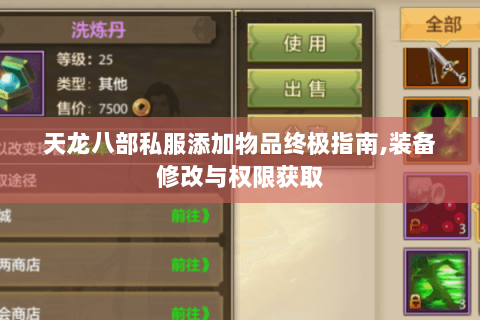 天龙八部私服添加物品终极指南,装备修改与权限获取
