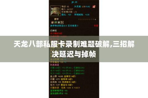 天龙八部私服卡录制难题破解,三招解决延迟与掉帧