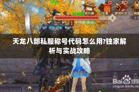 天龙八部私服称号代码怎么用?独家解析与实战攻略