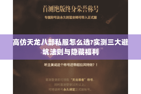 高仿天龙八部私服怎么选?实测三大避坑法则与隐藏福利