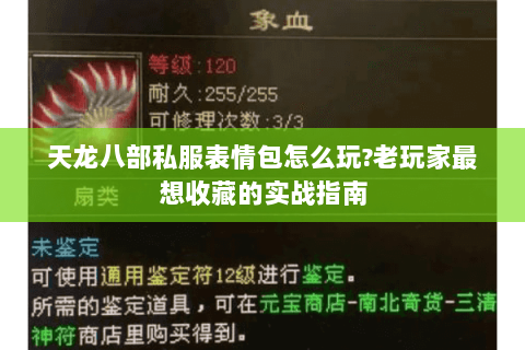 天龙八部私服表情包怎么玩?老玩家最想收藏的实战指南