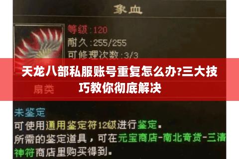 天龙八部私服账号重复怎么办?三大技巧教你彻底解决