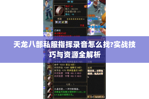 天龙八部私服指挥录音怎么找?实战技巧与资源全解析