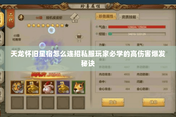 天龙怀旧星宿怎么连招私服玩家必学的高伤害爆发秘诀 天龙怀旧星宿怎么连招私服玩家必学的高伤害爆发秘诀