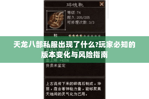 天龙八部私服出现了什么?玩家必知的版本变化与风险指南