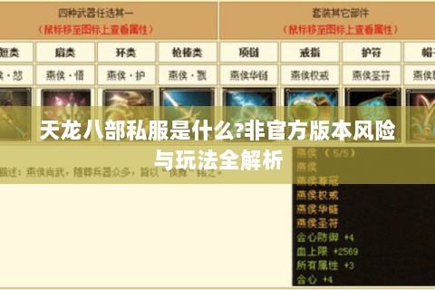 天龙八部私服是什么?非官方版本风险与玩法全解析