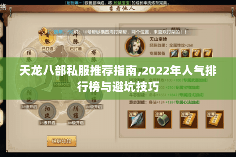 天龙八部私服推荐指南,2022年人气排行榜与避坑技巧