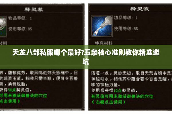 天龙八部私服哪个最好?五条核心准则教你精准避坑