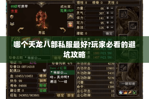 哪个天龙八部私服最好?玩家必看的避坑攻略