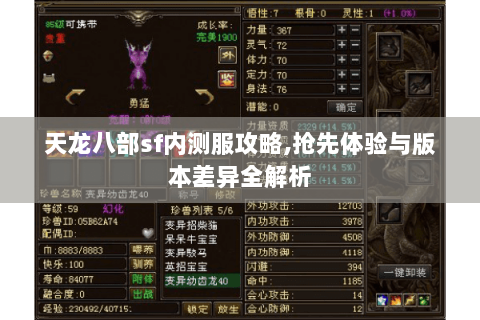 天龙八部sf内测服攻略,抢先体验与版本差异全解析
